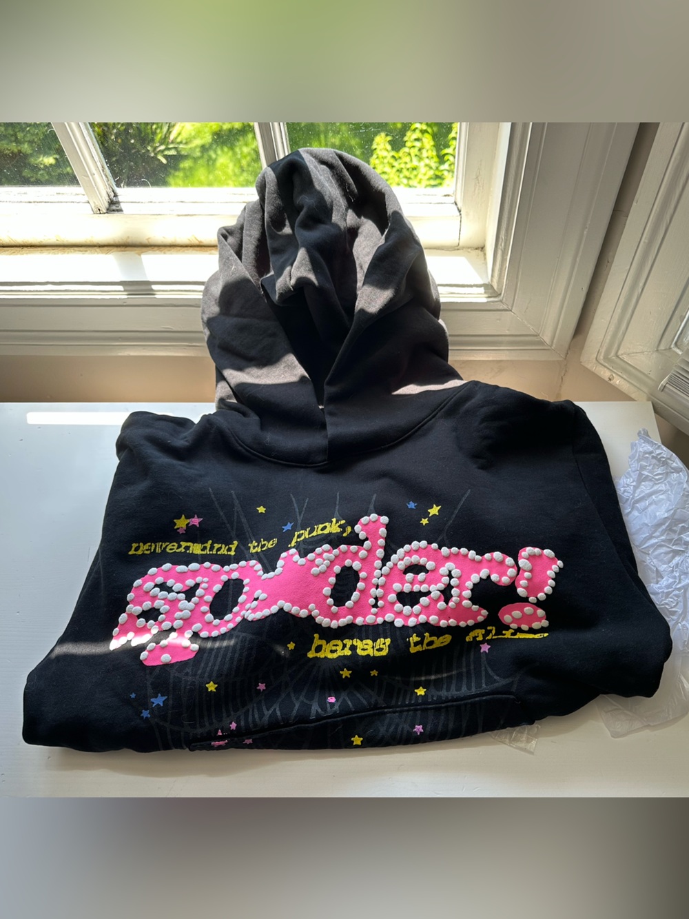 Black Kids Hoodie with Pink Embellished Logo Graphic